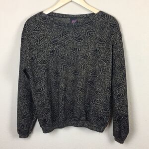 Vintage Black & Gold Floral Sweater- Size Large